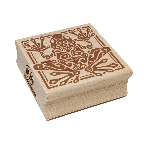 Tribal Swirl Frog Square Rubber Stamp Stamping Scrapbooking Crafting - Small 1.25in