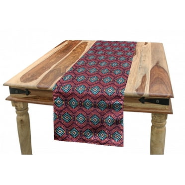 Tribal Table Runner, Hipster Tribal Pattern Geometric Elements Typographic Text, Dining Room Kitchen Rectangular Runner, 3 Sizes, by Ambesonne