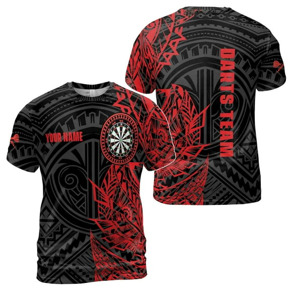 Tribal Tattoo Red Black Custom Darts Men's Team 3D T-Shirt S-5XL