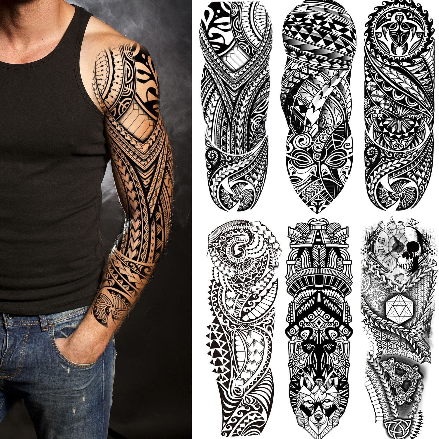 Fake Tattoo Sleeve - Tribal Design -T4- フィギュア おもちゃ 人形 Contemporary Polynesian Tribal Sleeve by Wayne Austin Fata