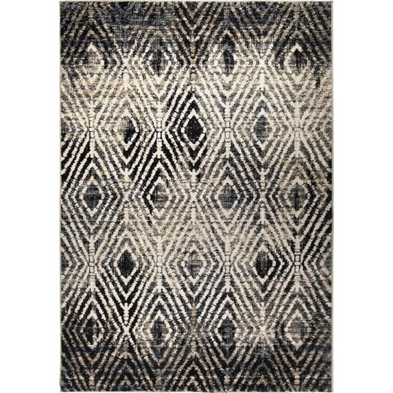 Orian Tribal Throne Off White Machine Woven Area Rug 6'5" X 9'6" Off White