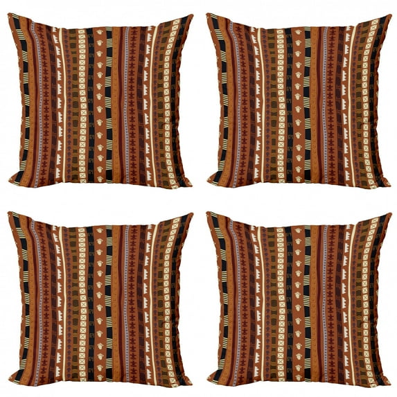 Ambesonne Tribal Throw Pillow Cover 4 Pack, Abstract Details Stripes, 18", Multicolor