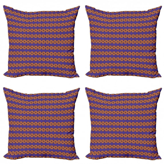 Tribal Throw Pillow Cushion Case Pack of 4, Style Triangular Shapes Forming Hexagonales Vivid Colored Background, Modern Accent Double-Sided Print, 4 Sizes, Multicolor, by Ambesonne