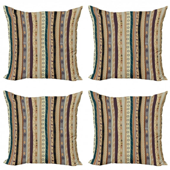 Ambesonne Vintage Throw Pillow Cover 4 Pack, Traditional Ornaments, 16", Multicolor