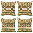 thumbnail image 1 of Ambesonne Tribal Throw Pillow Cover 4 Pack, Aztec Mayan Style Stripe, 20", Green Brown Amber, 1 of 2