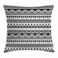 thumbnail image 1 of Tribal Throw Pillow Cushion Cover, Ethnic Borders with Leaves Florals Flowers Ivy Swirls Indian Inspired Art Image, Decorative Square Accent Pillow Case, 24 X 24 Inches, Black and White, by Ambesonne, 1 of 1