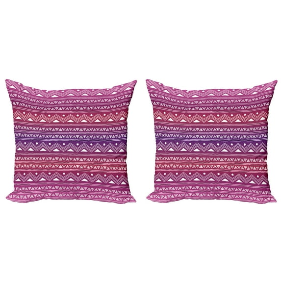 Ambesonne Tribal Throw Pillow Cover 2 Pack, Geometric Ombre, 16", Multicolor