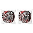 thumbnail image 1 of Ambesonne Tribal Throw Pillow Cover 2 Pack, Haida Animal Art, 24", White Red Black, 1 of 2