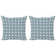 thumbnail image 1 of Tribal Throw Pillow Cushion Cover Pack of 2, Moroccan Floral Pattern with Circular Frames and Blooming Petals, Zippered Double-Side Digital Print, 4 Sizes, Pale Blue Dark Blue, by Ambesonne, 1 of 2