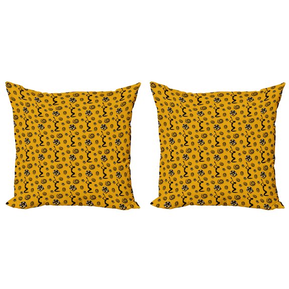 Ambesonne Tribal Throw Pillow Cover 2 Pack, Women Native, 20", Yellow Black