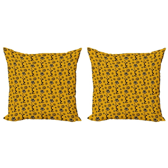 Ambesonne Tribal Throw Pillow Cover 2 Pack, Women Native, 18", Yellow Black