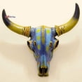 thumbnail image 1 of BestGiftEver Resin Wall Sculptures Colorful Blue Steer Skull Wall, 1 of 1