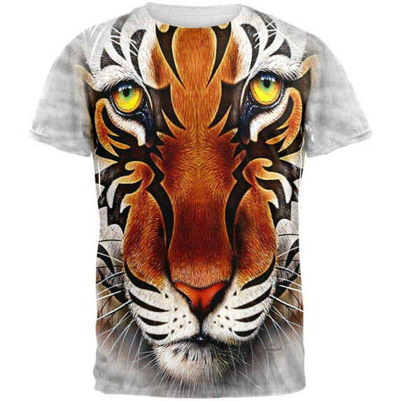 Tribal Tiger All Over Adult T-Shirt - Medium