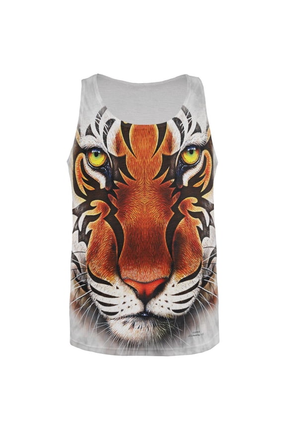 Tribal Tiger All Over Adult Tank Top - Medium