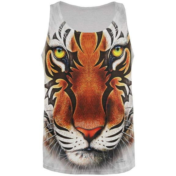 Tribal Tiger All Over Adult Tank Top - Small