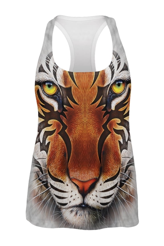 Tribal Tiger All Over Womens Racerback Tank Top - 2X-Large