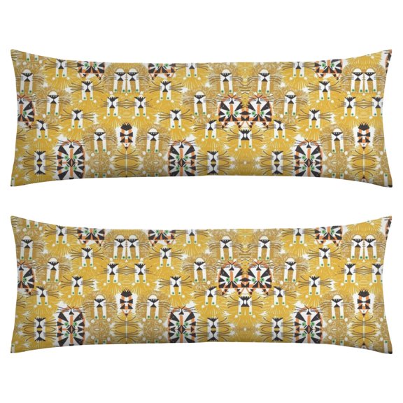 Tribal Tiger Design Body Pillow Cover 20x54 - Breathable Long Pillow Case with Hidden Zipper, Stripes & Flowers Pattern, Machine Washable for Home Decor & Sleeping