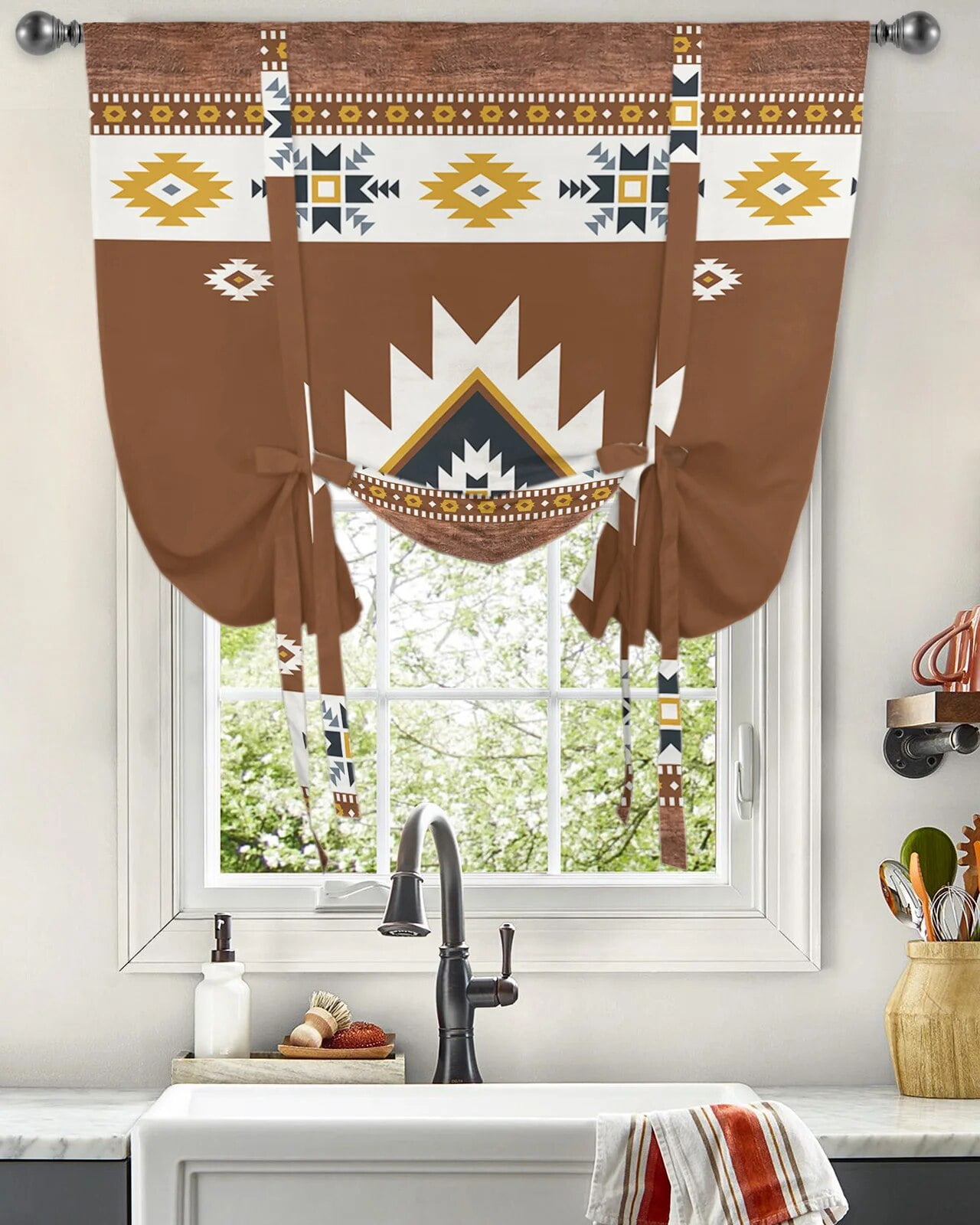 Tribal Totem Boho Curtains for Living Room Bedroom Modern Tie Up Window ...
