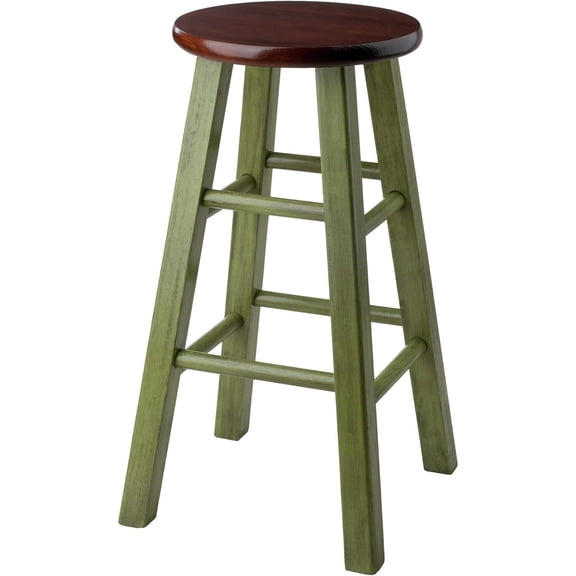 Tribal Treasures 24" Counter Stool Rustic Green w/ Walnut Seat