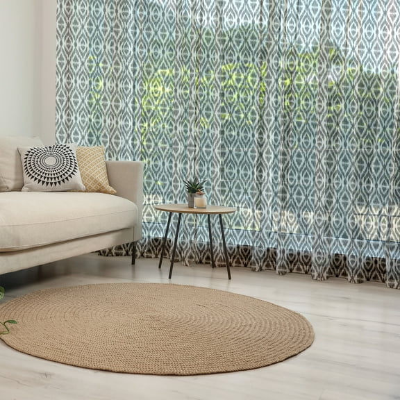 Tribal Tulle Curtains with Rod Pocket, Abstract Sketchy Like Rectangulars Composed with Stripes and Circles Design, Sheer Drape for Wedding Party 2 Panels, 7 Sizes, Black and White, by Ambesonne