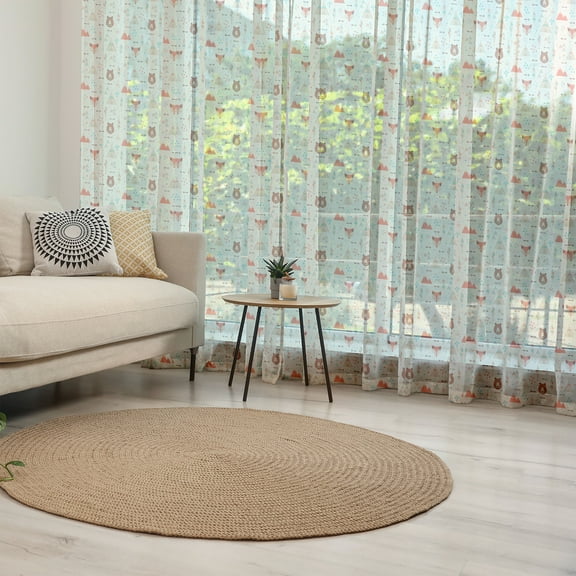 Tribal Tulle Curtains with Rod Pocket, Prehistoric Fox Arrows Bear Lodge Houses Feather Graphic, Sheer Drape for Wedding Party 2 Panels, 7 Sizes, Salmon Amber White, by Ambesonne