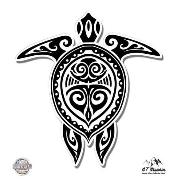 Tribal Turtle - 3" Vinyl Sticker - For Car Laptop I-Pad Phone Helmet Hard Hat - Waterproof Decal