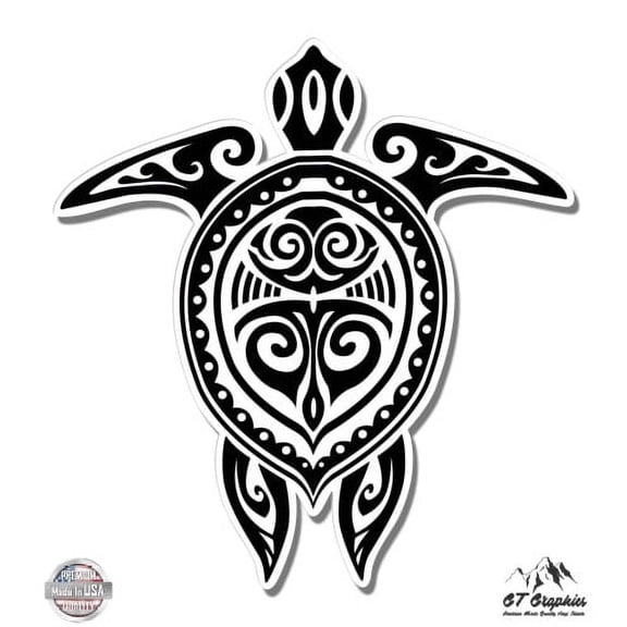 Tribal Turtle - 8" Vinyl Sticker - For Car Laptop I-Pad - Waterproof Decal
