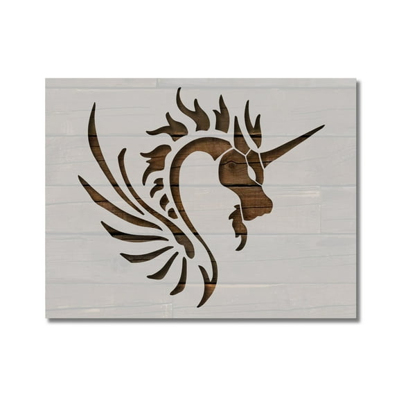 Tribal Unicorn Dragon Stencil Template Reusable 8.5 x 11 for Painting on Walls, Wood, Etc. By Stencilville