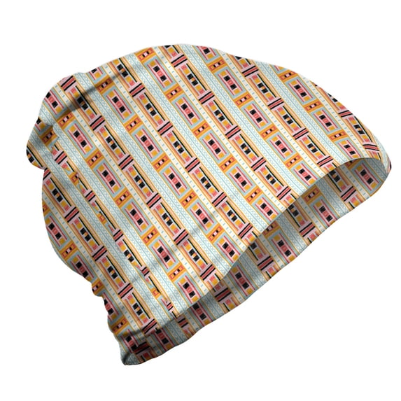 Tribal Unisex Beanie, Strip Aztec Ornament, Hiking Outdoors, Multicolor, by Ambesonne