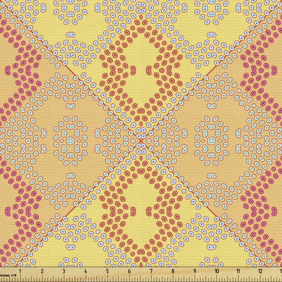 Ambesonne Tribal Fabric by the Yard Upholstery, Abstract Traditional Shapes, 1 Yard, Multicolor