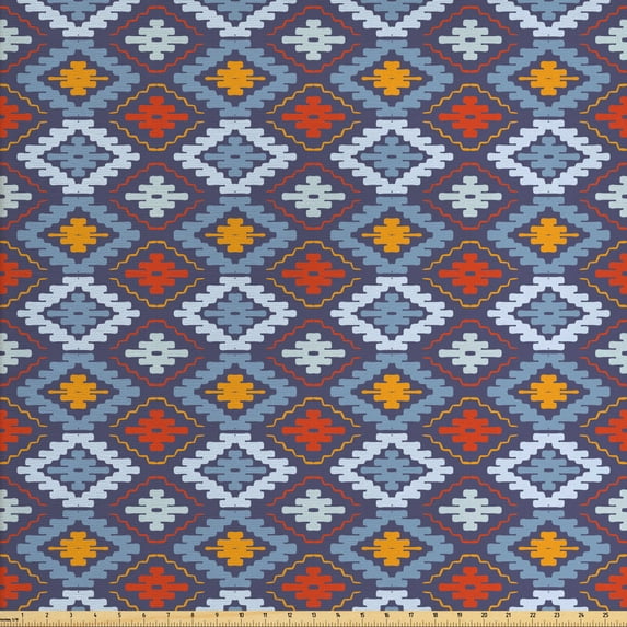 Ambesonne Tribal Fabric by the Yard Upholstery, Mexican Traditional Art, 3 Yards, Multicolor
