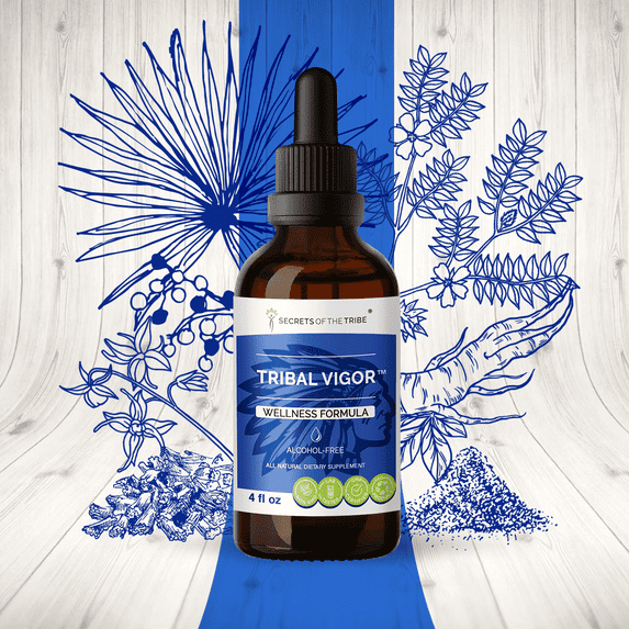 Secrets Of The Tribe Tribal Vigor Blend Tincture Dietary Supplement, Natural Extract, Made from Eleuthero Siberian Ginseng, Catuaba, Barrenwort, Muira Puama, Saw Palmetto, Tribulus 4 oz