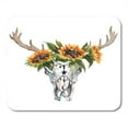 thumbnail image 1 of Tribal Watercolor Bull Head Flowers and Feathers on Boho Skull Mousepad Mouse Pad Mouse Mat 9x10 inch, 1 of 3