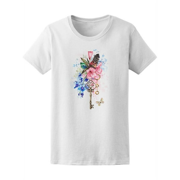 Tribal Watercolor Flower Key Tee Women's -Image by Shutterstock