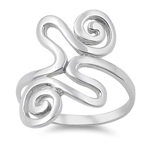 Tribal Wave Boho Wide Spiral Ring .925 Sterling Silver Band Jewelry Female Male Unisex Size 5