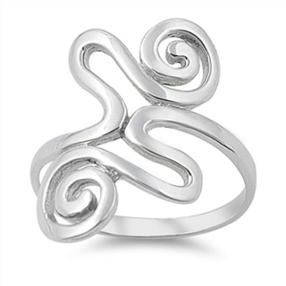 Tribal Wave Boho Wide Spiral Ring .925 Sterling Silver Band Jewelry Female Male Unisex Size 9