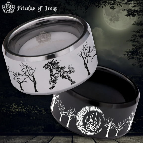 Tribal Werewolf Tungsten Carbide Ring