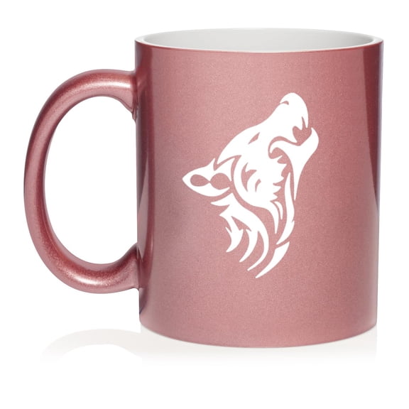 Tribal Wolf Ceramic Coffee Mug Tea Cup Gift (11oz Rose Gold)