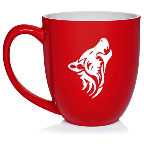 Tribal Wolf Ceramic Coffee Mug Tea Cup Gift (16oz Red)