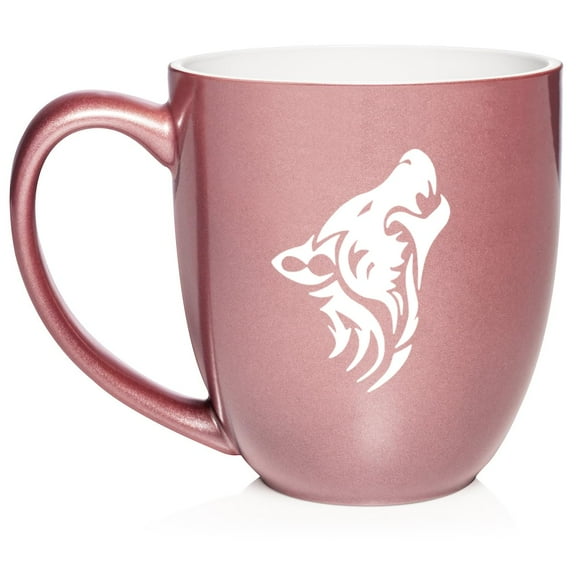 Tribal Wolf Ceramic Coffee Mug Tea Cup Gift (16oz Rose Gold)