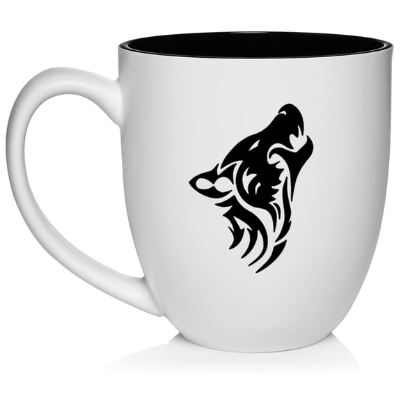 Tribal Wolf Ceramic Coffee Mug Tea Cup Gift (16oz White)
