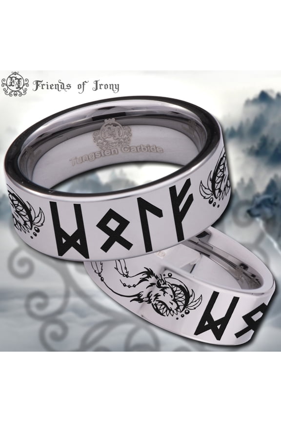 Tribal Wolf Dreamcatcher Tungsten Carbide Ring
