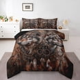 thumbnail image 1 of Tribal Wolves Bedding Comforter Sets,Bohemian Dream Catchers Comforter Set for Kids Teens,Tribe Couple Wolf Down Comforter,Safari Wild Animal Bedding Toddler Size for All Season, 1 of 6