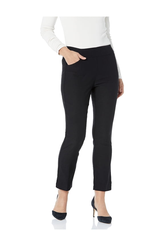 Women's Performance Stretch Pull on Slimming Ankle Pants, Black, 14
