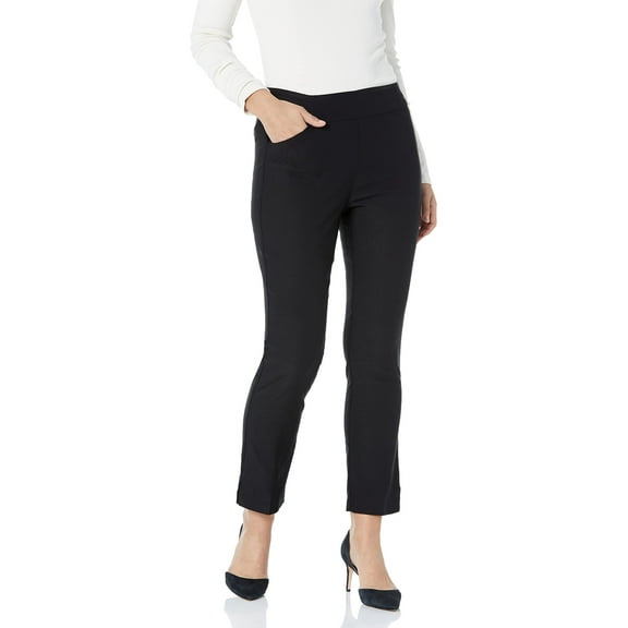 Tribal Women's Performance Stretch Pull on Slimming Ankle Pants, Black, 18