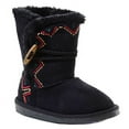 thumbnail image 1 of Tribal Zig-Zag Shearling Vegan Fur Suede Girls Black Boots KIDS (B Black, 1 M US Little Kid), 1 of 1
