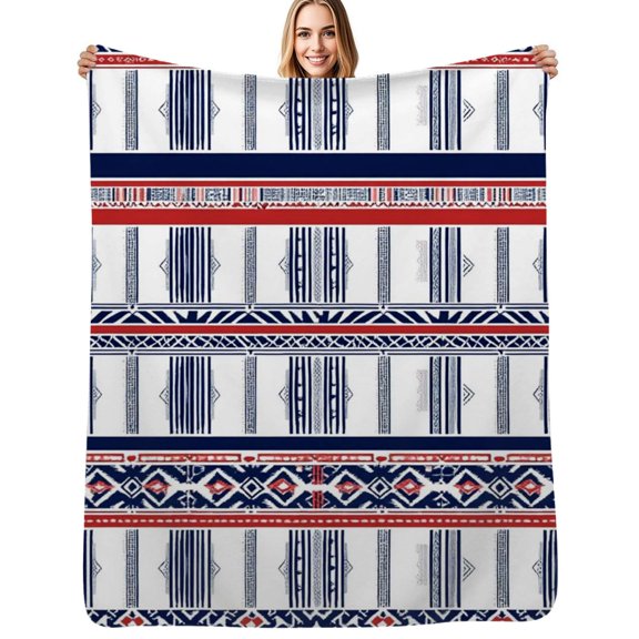 Tribal striped textile pattern design Soft Blanket Travel Bedding Throws Flannel Bedspread Sofa Bed Cover