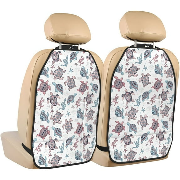 Tribal style turtle Mats Back Seat Protectors, Car Seat Protector Vehicle Organizers Waterproof Cover Back Seat Cover for Kids with 3 Storage Pockets 2 Pack