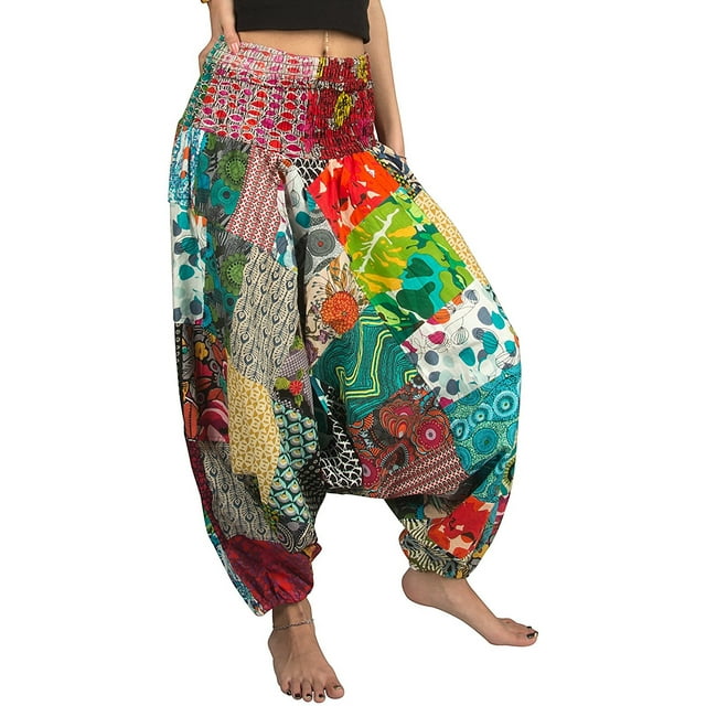 Tribe Azure 100% Cotton Harem Pants Colorful Summer Hippie Yoga Boho ...