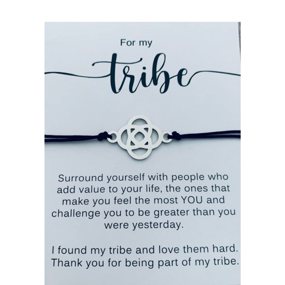 Tribe Bracelet, Gift For Your Tribe, Best Friend Gift, Adjustable Silver Stainless Steel Celtic Knot Friendship Cord Bracelet, Gift for Her, Gift for Friends